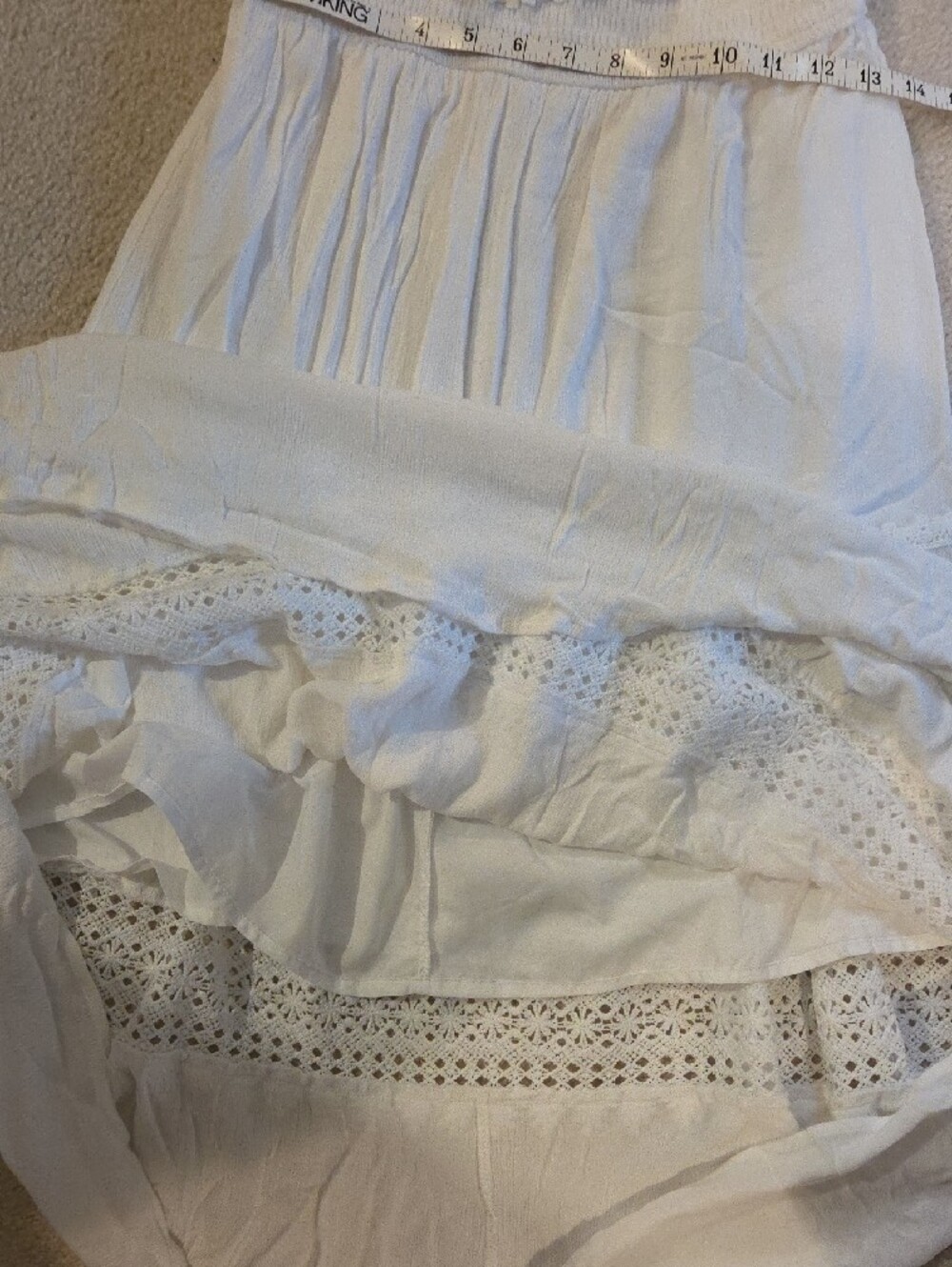 White Strapless Maxi Dress with Crochet Trim - Picture 6 of 8